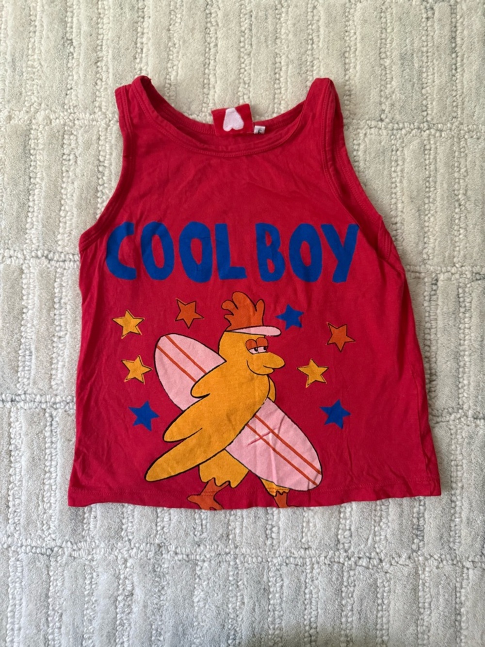 Fresh dinosaurs- Red 'Cool Boy' Graphic Tank Top with Surfing Bird